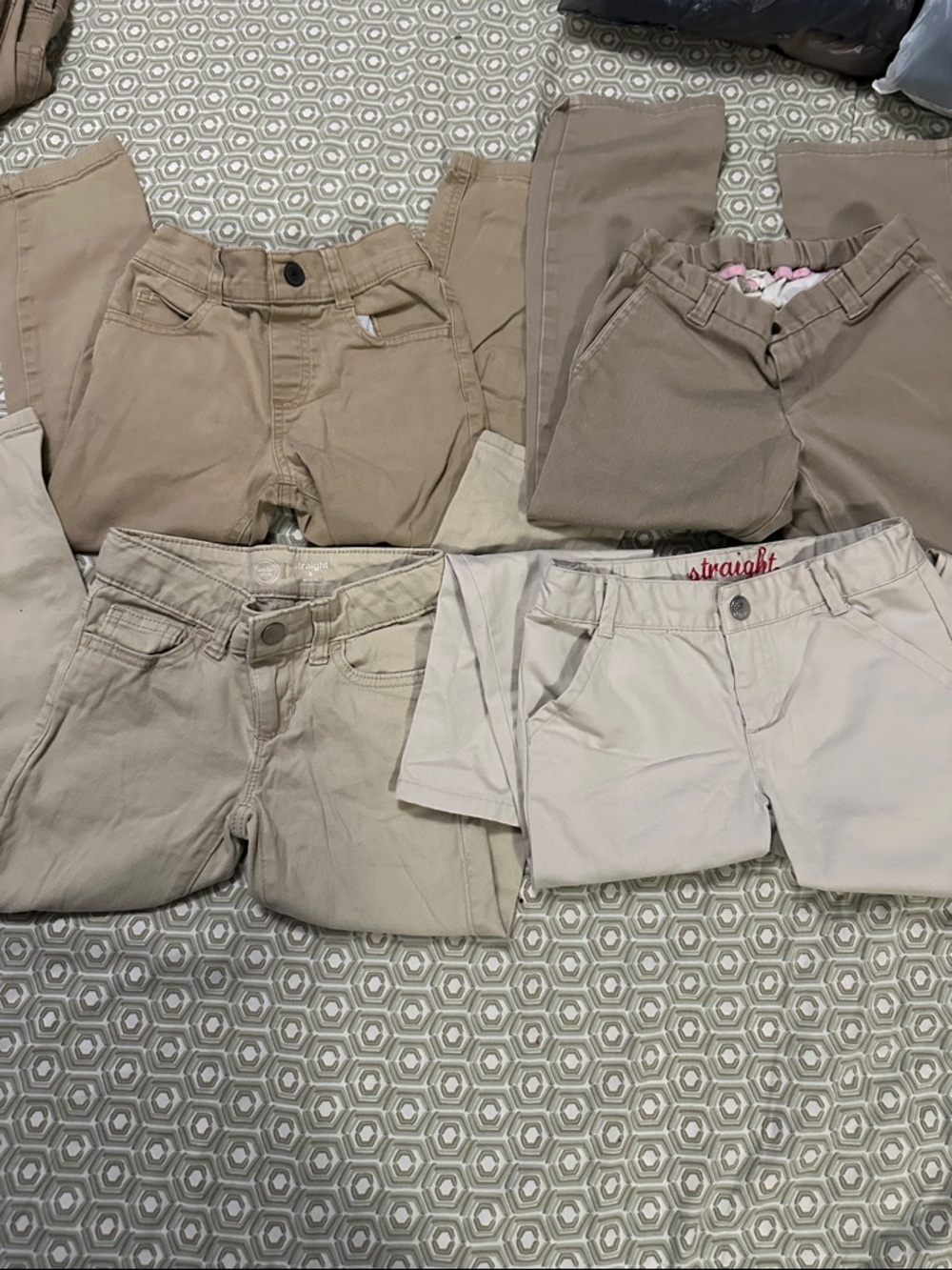 Kids Beige & Tan Chino Bottoms - Neutral Straight Fit, 4 Kids pants and 1 shorts
